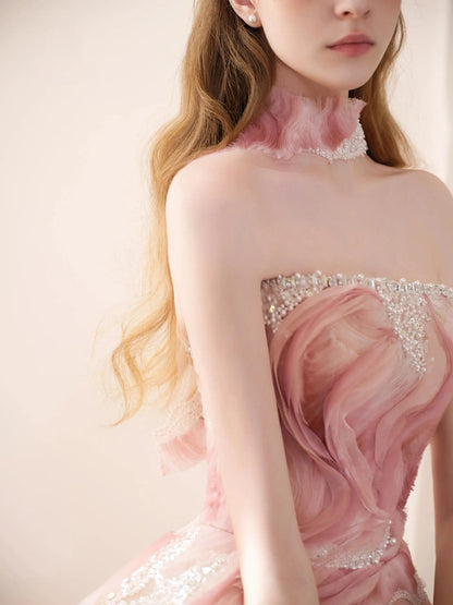 Prom Dresses 2025 to impress Luxurious Pink Strapless Quinceañera Dress with 3D Blossom Details & Sparkling Accents – Style 25303-vigocouture-vigocouture