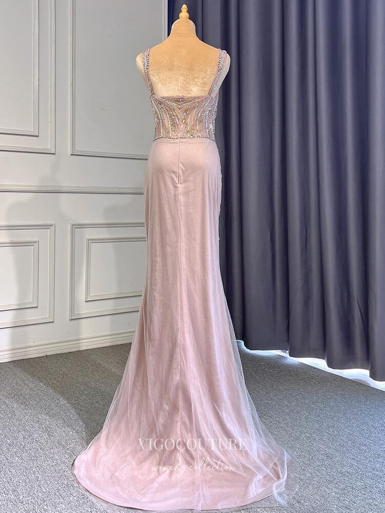 Mauve Beaded Prom Dresses with Slit Gold Overskirt Sheath Formal Dresses 22073 Mauve / US8 Mauve Beaded Prom Dresses with Slit Gold Overskirt Sheath Formal Dresses 22073 Mauve / US8