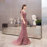 Prom Dress 2025 Mauve V-neck Beaded Mermaid Prom Dresses 20039-unique elegant Prom Dresses-Mauve-US2-vigocouture