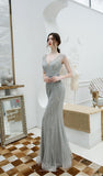 Prom Dress 2025 Mermaid Beaded Prom Dress 20219-unique elegant Prom Dresses-Grey-US2-vigocouture