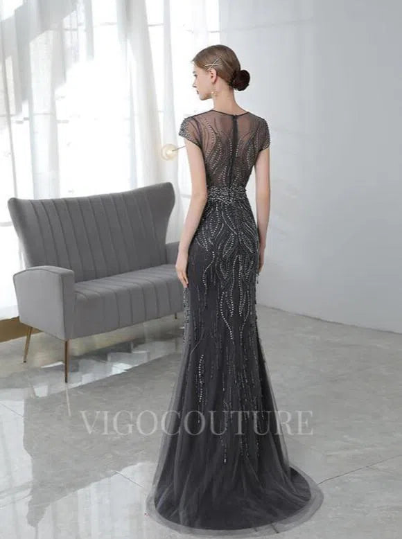 Prom Dress 2025 Mermaid Beaded Prom Dresses 20118-unique elegant Prom Dresses-Black-US2-vigocouture