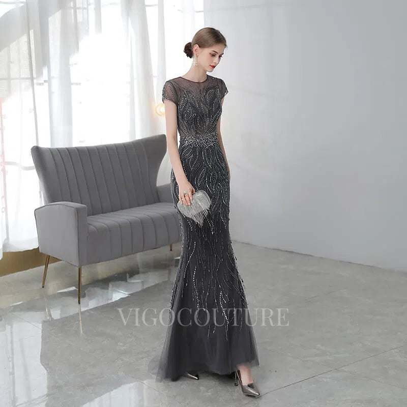 Prom Dress 2025 Mermaid Beaded Prom Dresses 20118-unique elegant Prom Dresses-Black-US2-vigocouture