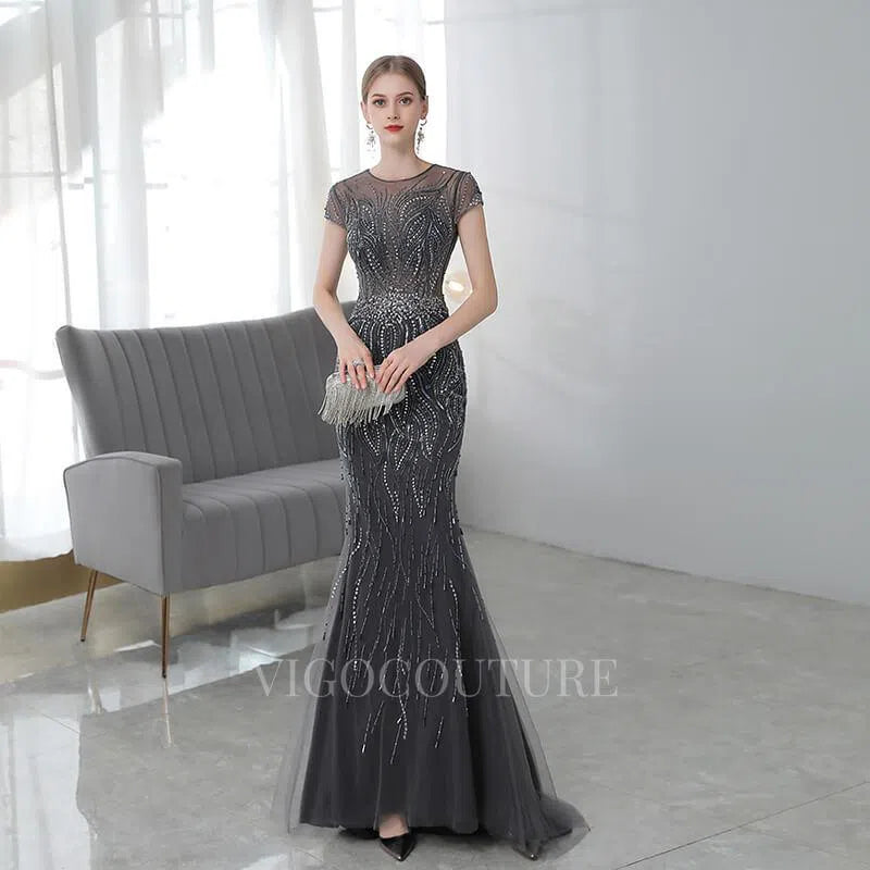 Prom Dress 2025 Mermaid Beaded Prom Dresses 20118-unique elegant Prom Dresses-Black-US2-vigocouture