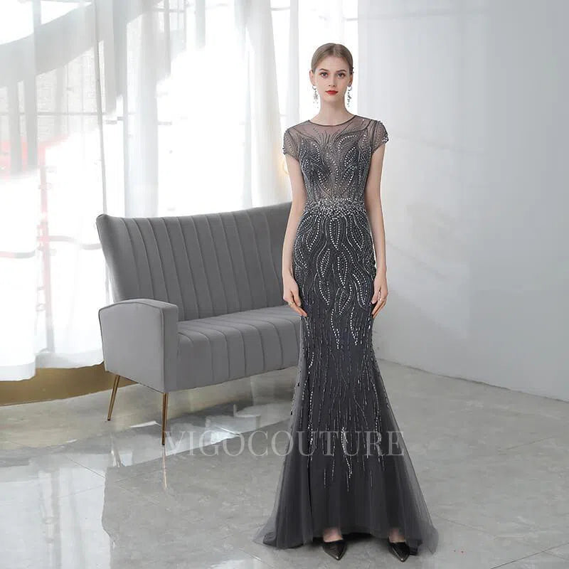 Prom Dress 2025 Mermaid Beaded Prom Dresses 20118-unique elegant Prom Dresses-Black-US2-vigocouture