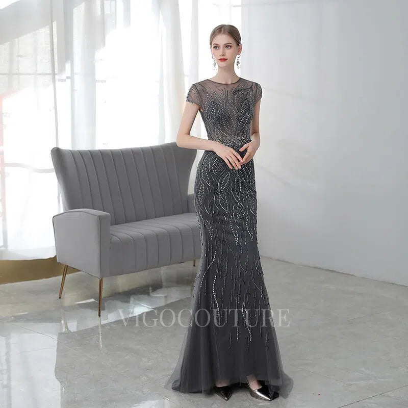 Prom Dress 2025 Mermaid Beaded Prom Dresses 20118-unique elegant Prom Dresses-Black-US2-vigocouture