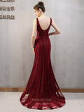 Prom Dress 2025 Mermaid Beaded V-Neck Prom Dress 20212-unique elegant Prom Dresses-Red-US2-vigocouture