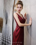 Prom Dress 2025 Mermaid Beaded V-Neck Prom Dress 20212-unique elegant Prom Dresses-Red-US2-vigocouture