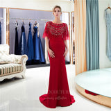 Prom Dress 2025 Mermaid Formal Dresses Beaded Evening Dresses-unique elegant Prom Dresses-Red-US2-vigocouture