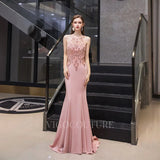 Prom Dress 2025 Mermaid Halter Neck Beaded Prom Dresses 20115-unique elegant Prom Dresses-Pink-US2-vigocouture