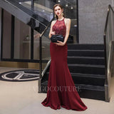 Prom Dress 2025 Mermaid Halter Neck Beaded Prom Dresses 20115-unique elegant Prom Dresses-Red-US2-vigocouture