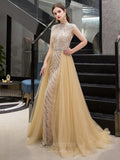 Prom Dress 2025 Mermaid High Neck Beaded Prom Dress 20688-unique elegant Prom Dresses-Champagne-US2-vigocouture