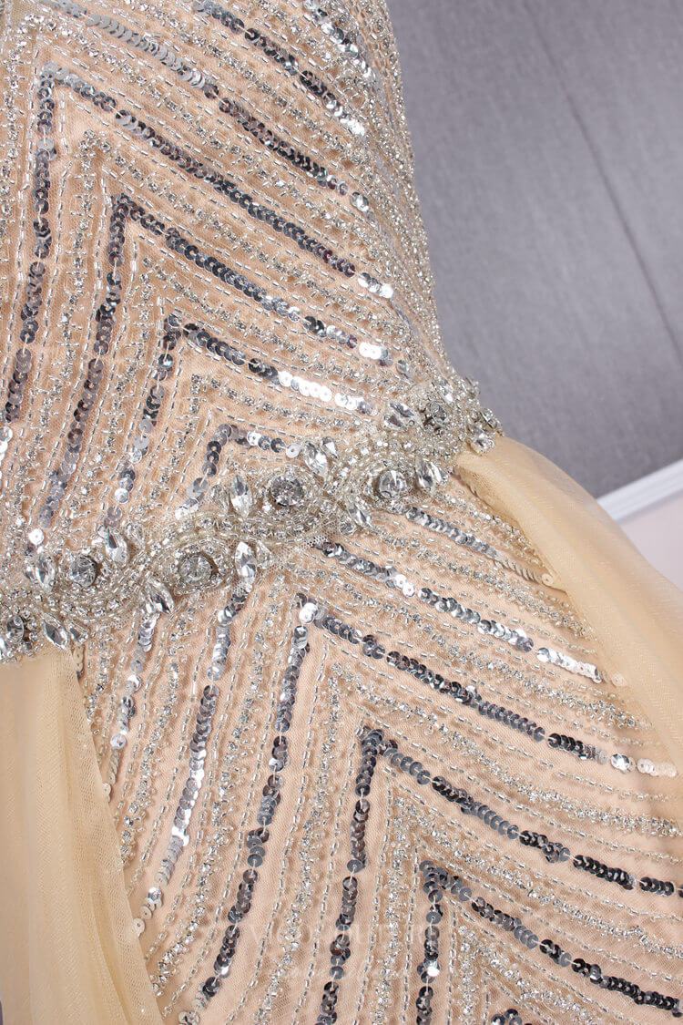 Prom Dress 2025 Mermaid High Neck Beaded Prom Dress 20688-unique elegant Prom Dresses-Champagne-US2-vigocouture