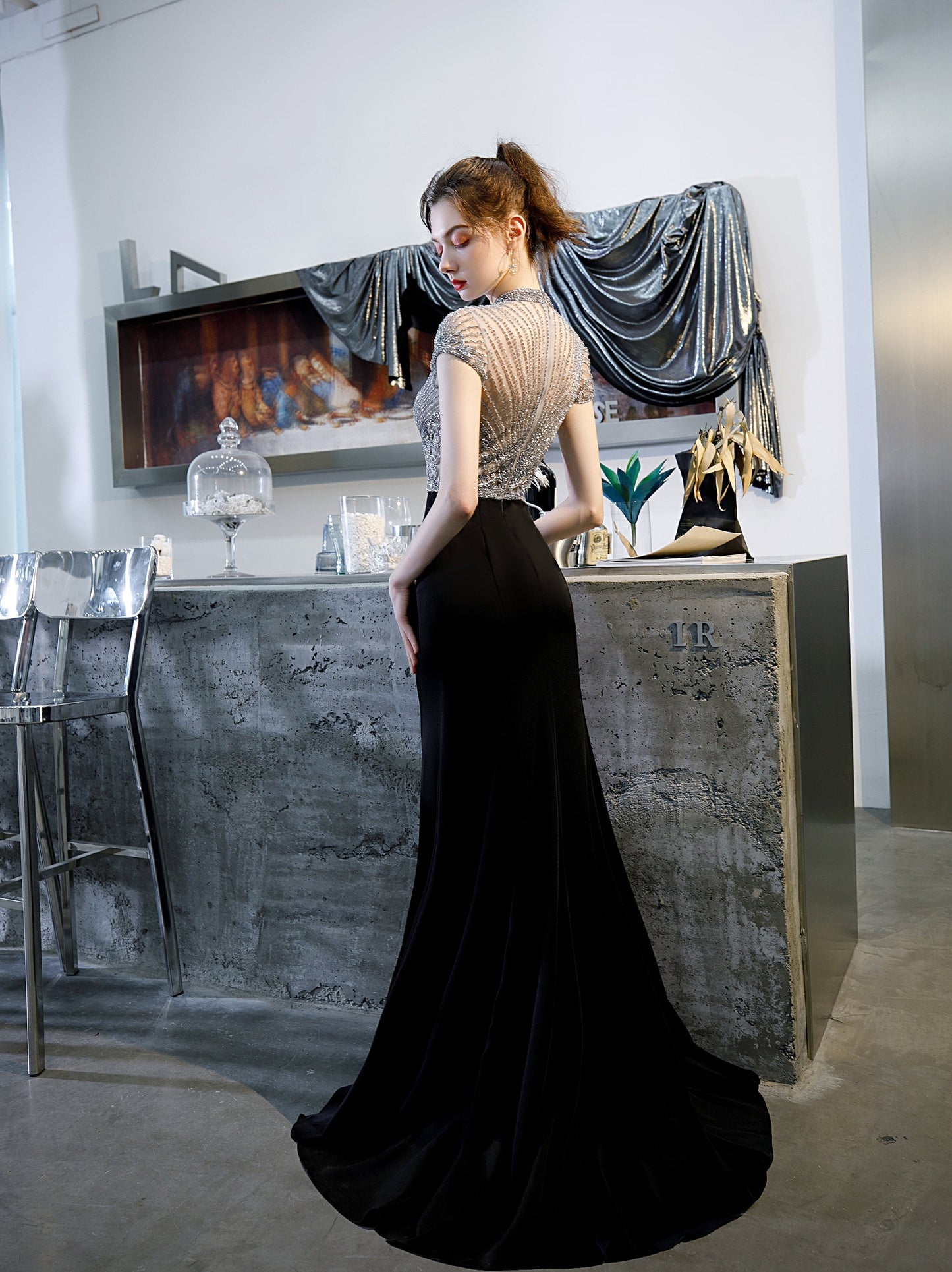 Prom Dress 2025 Mermaid High Neck Prom Dress 20199-unique elegant Prom Dresses-Black-US2-vigocouture