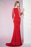 Prom Dress 2025 Mermaid Satin Long Sleeve Prom Dress 20795-unique elegant Prom Dresses-Red-US2-vigocouture