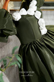 Prom Dress 2025 Mid Length Sparkly Satin Prom Dresses Puffed Sleeve Formal Dress 21671-unique elegant Prom Dresses-Green-US2-vigocouture