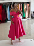 Prom Dress 2025 Midi Length Formal Dresses Off the Shoulder Prom Dresses 21605-unique elegant Prom Dresses-Pink-US2-vigocouture