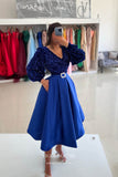 Prom Dress 2025 Midi Length Formal Dresses Sequin Long Sleeve Prom Dresses 21601-unique elegant Prom Dresses-Blue-US2-vigocouture