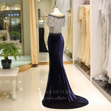 Prom Dress 2025 Navy Blue Beaded Mermaid Prom Dress 20290-unique elegant Prom Dresses-Navy Blue-US2-vigocouture