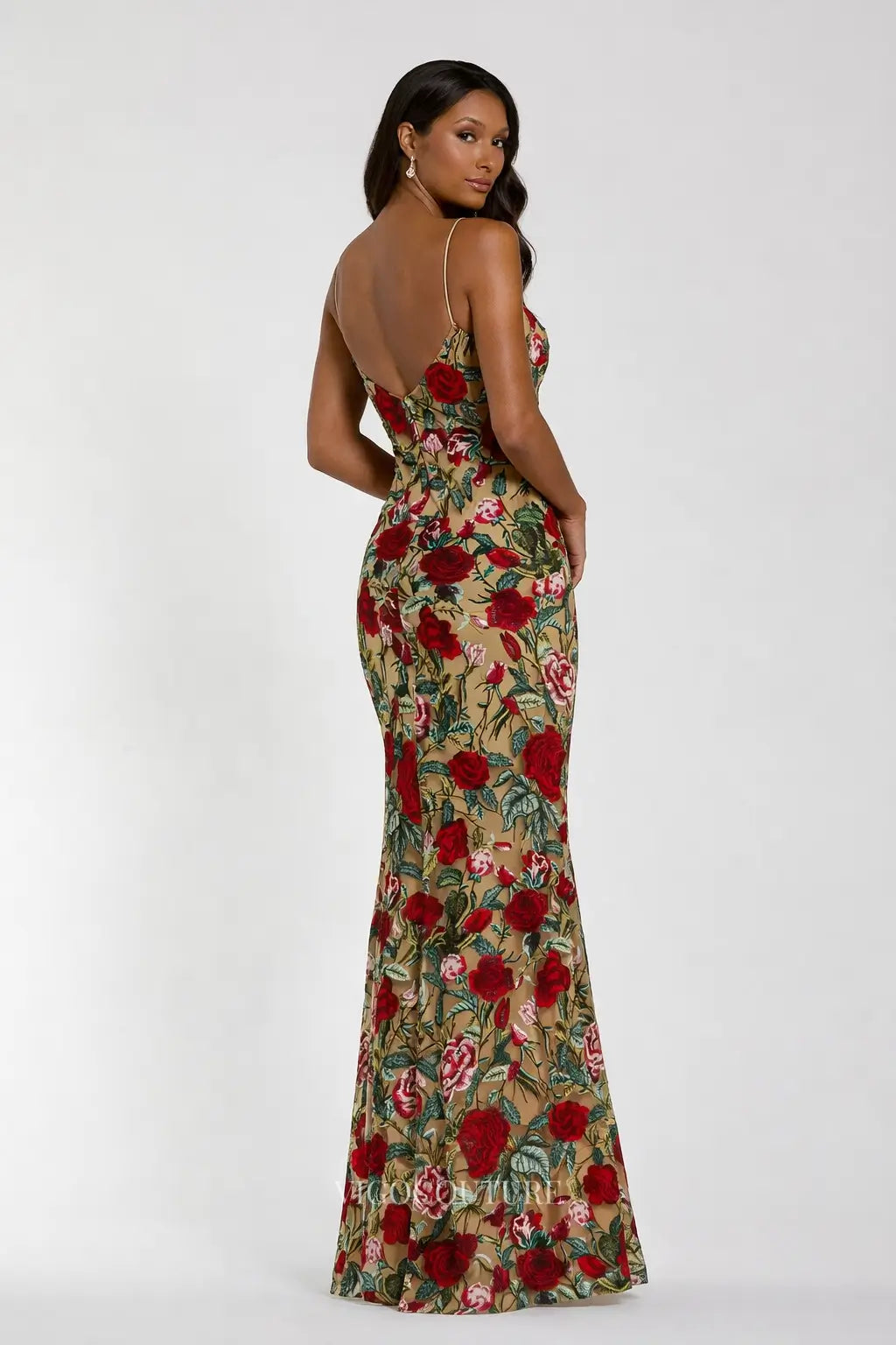 Nude Rose Embroidered Formal Dress with Sweetheart Neckline – vigocouture