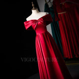 Prom Dress 2025 Off the Shoulder Red Prom Dress 2022 Satin Prom Gown-unique elegant Prom Dresses-Red-US2-vigocouture