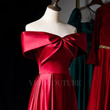 Prom Dress 2025 Off the Shoulder Red Prom Dress 2022 Satin Prom Gown-unique elegant Prom Dresses-Red-US2-vigocouture