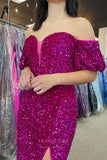 Prom Dress 2025 Off the Shoulder Sequin Prom Dresses with Slit Mermaid Evening Dress 21797-unique elegant Prom Dresses-Burgundy-US2-vigocouture