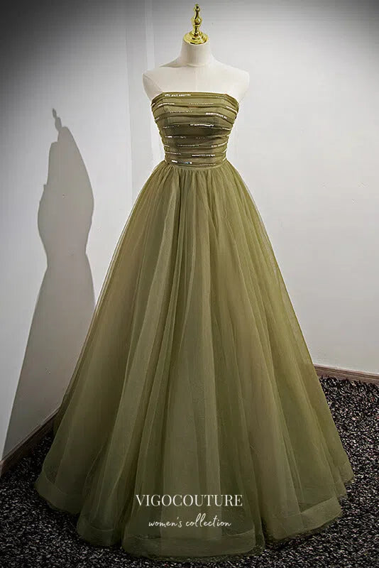 Prom Dress 2025 Olive Green Formal Dress Removable Puffed Sleeve Prom Dresses 21659-unique elegant Prom Dresses-Olive-US2-vigocouture