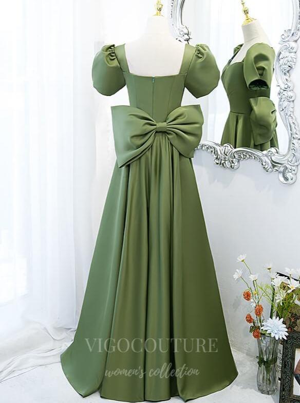 Prom Dress 2025 Olive Puffed Sleeve Prom Dresses 20508-unique elegant Prom Dresses-Olive-US2-vigocouture