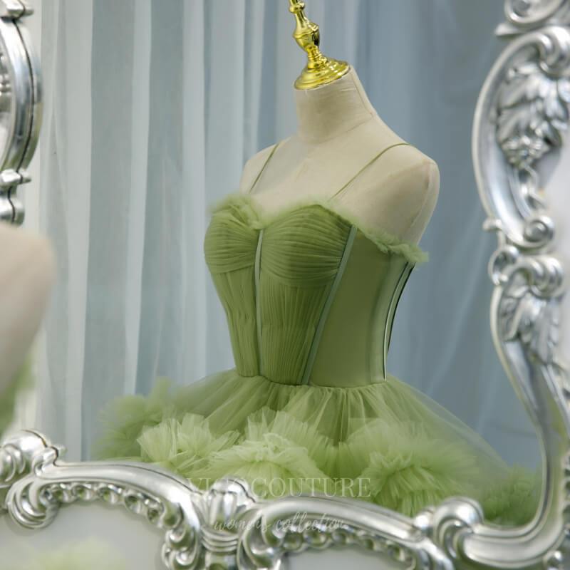 Olive Tiered Prom Dress 2022 Spaghetti Strap Formal Dress 20530 vigocouture Olive Tiered Prom Dress 2022 Spaghetti Strap Formal Dress 20530 vigocouture