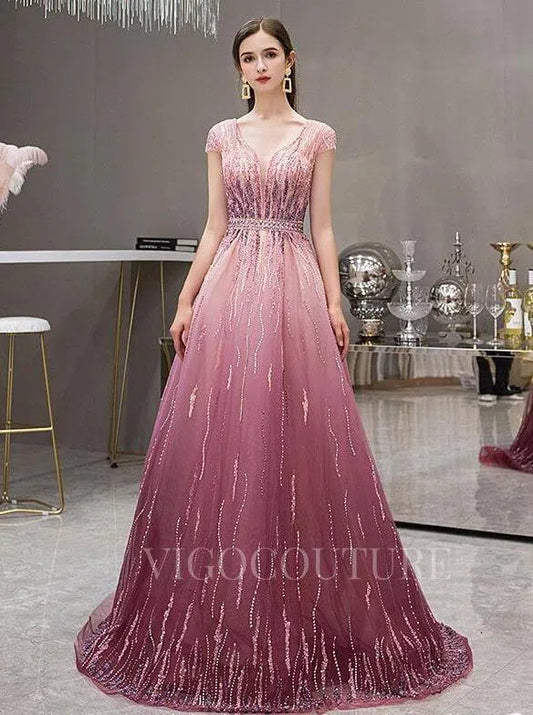 Prom Dress 2025 Ombre A-line Beaded Prom Dresses 20013-unique elegant Prom Dresses-Ombre-US2-vigocouture