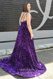 Prom Dress 2025 One Shoulder Formal Dresses Sequin Mermaid Prom Dresses 21593-unique elegant Prom Dresses-Purple-US2-vigocouture