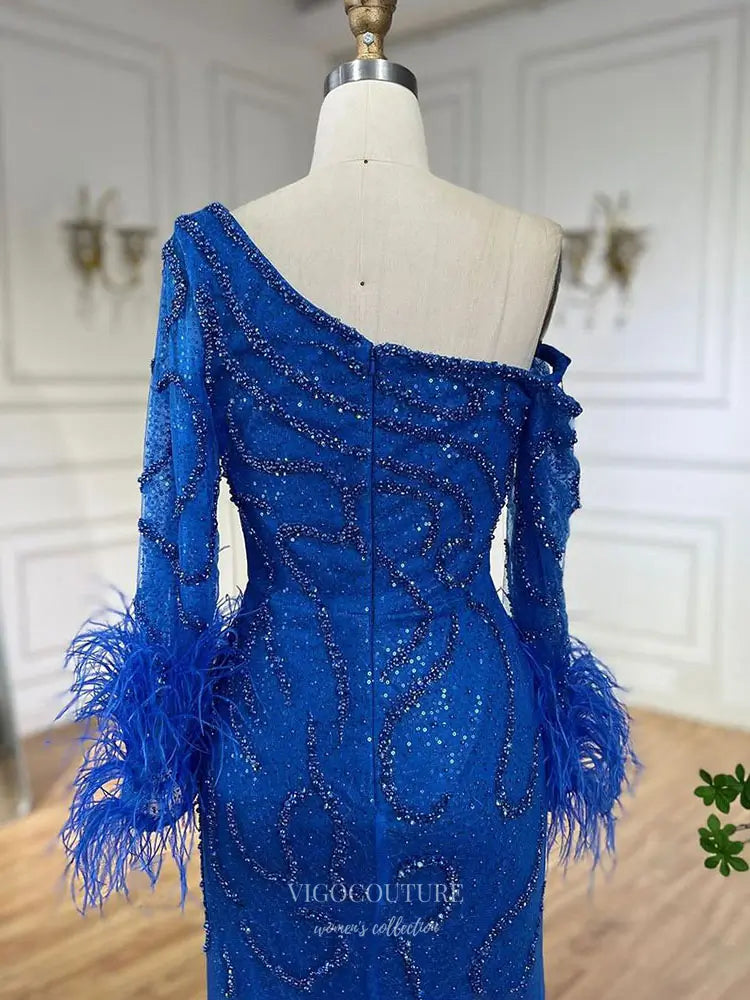 one shoulder sequin feather dress Feathered One-Shoulder Sequin Party Dress