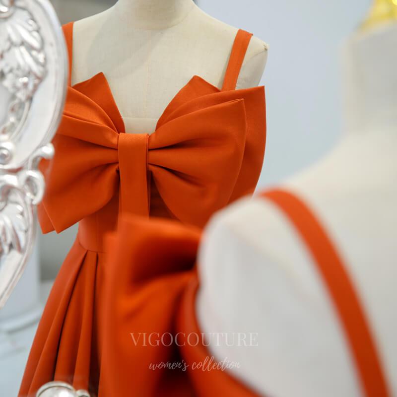 Prom Dress 2025 Orange Spaghetti Strap Prom Dress 2022 Bow Party Dress 20532-unique elegant Prom Dresses-Orange-US2-vigocouture