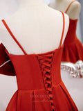 Prom Dress 2025 Orange Spaghetti Strap Satin With Bow A-Line Prom Dress 20864-B-unique elegant Prom Dresses-Orange-Custom Size-vigocouture