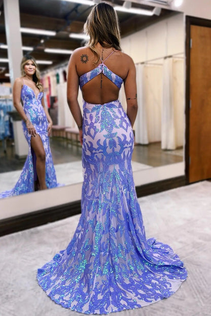 Prom Dresses 2025 to impress Ornate Sequin Lace Mermaid Prom Dress with Plunge Neck, Open Back & High Slit – 26119-vigocouture-vigocouture