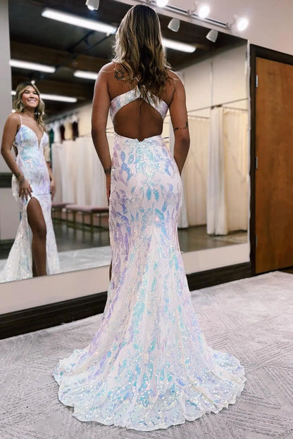 Prom Dresses 2025 to impress Ornate Sequin Lace Mermaid Prom Dress with Plunge Neck, Open Back & High Slit – 26119-vigocouture-vigocouture