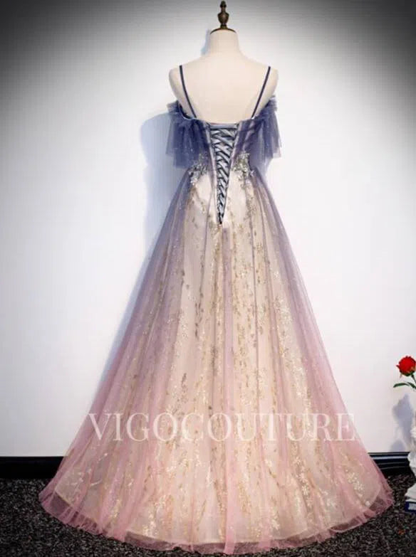 Prom Dress 2025 Pink A-line Prom Dress Spaghetti Strap Prom Gown 20294-unique elegant Prom Dresses-Pink-US2-vigocouture