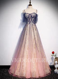 Pink A-line Prom Dress Spaghetti Strap Prom Gown 20294