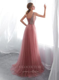 Prom Dress 2025 Pink Beaded A-Line Prom Dress 20298-unique elegant Prom Dresses-Pink-US2-vigocouture