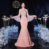 Prom Dress 2025 Pink Beaded Mermaid Prom Dresses 20122-unique elegant Prom Dresses-Pink-US2-vigocouture