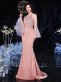 Pink Beaded Mermaid Prom Dresses 20122