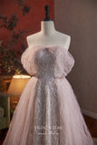 Prom Dress 2025 Pink Beaded Off the Shoulder Prom Dress with Pleated Overskirt 22348-unique elegant Prom Dresses-Pink-Custom Size-vigocouture