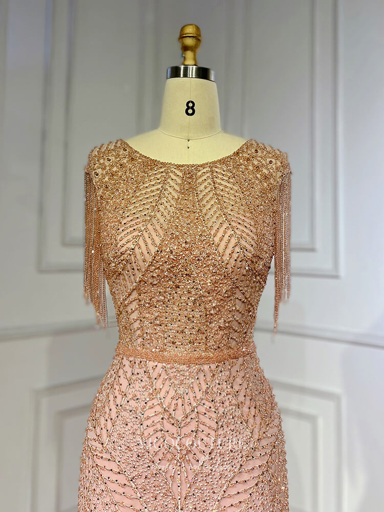 Prom Dress 2025 Pink Beaded Prom Dresses Lace Mermaid Pageant Dresses 22088-unique elegant Prom Dresses-Pink-US2-vigocouture