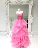 Prom Dress 2025 Pink Beaded Tiered Prom Dress 20817-unique elegant Prom Dresses-Pink-US2-vigocouture