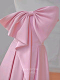 Prom Dress 2025 Pink Bow-Tie Prom Dresses One Shoulder Formal Dresses 21165-unique elegant Prom Dresses-Pink-Custom Size-vigocouture