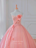 Prom Dress 2025 Pink Floral Quinceanera Dresses Spaghetti Strap Sweet 15 Dresses 21161-unique elegant Prom Dresses-Pink-Custom Size-vigocouture