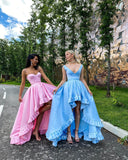 Pink High-Low Prom Dresses Spaghetti Strap A-Line Evening Dress 21687