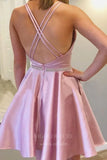 Short Prom Dresses 2025 Pink Homecoming Dress Spaghetti Strap Hoco Dress hc013-Prom Dresses-vigocouture-vigocouture