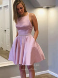 Pink Homecoming Dress Spaghetti Strap Hoco Dress hc013