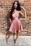 Pink Homecoming Dress Spaghetti Strap Hoco Dress hc026